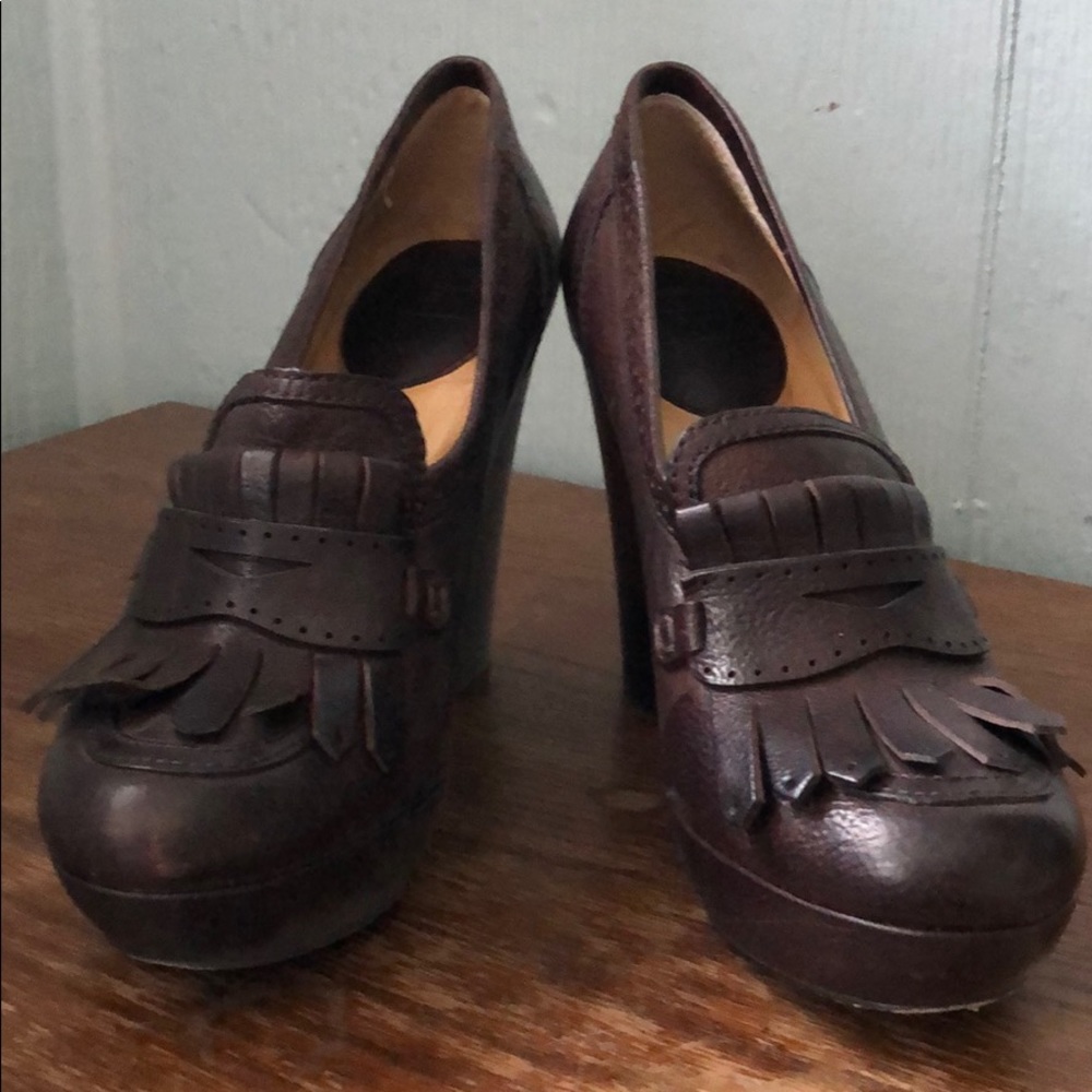 Frye Heeled Platform Loafer Style Shoes
